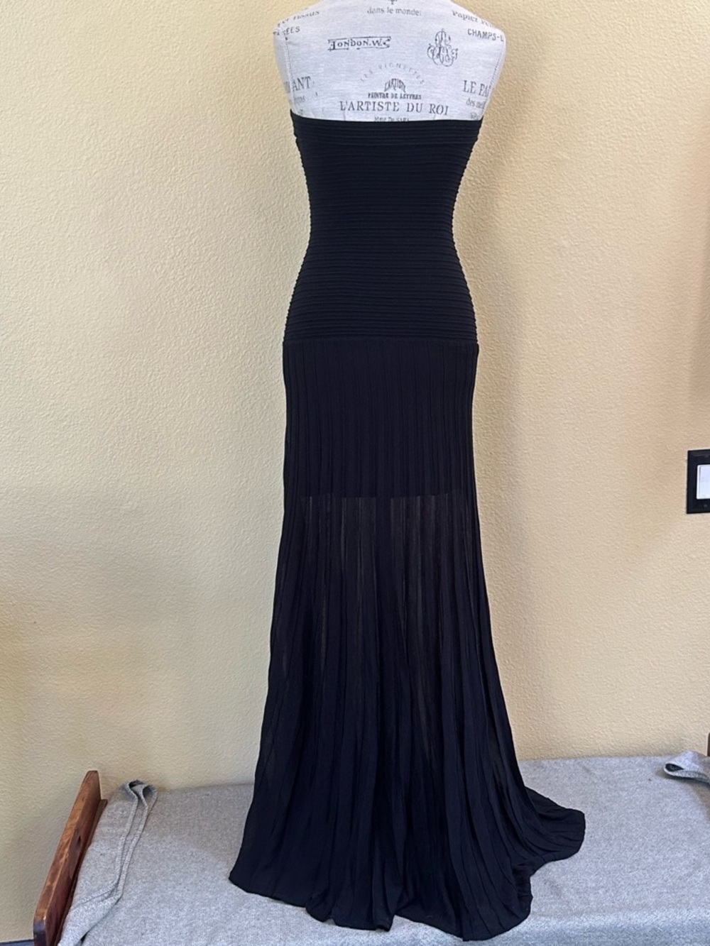 COS Black Ribbed Bandeau Maxi Dress Sheer Pleated Skirt Size XS Like New! - Picture 9 of 12